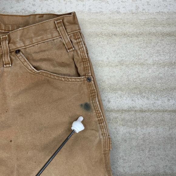 Vintage Dickies Carpenter Pants Tan Canvas Baggy Wide Leg Fit Dungarees 90s - Picture 15 of 15